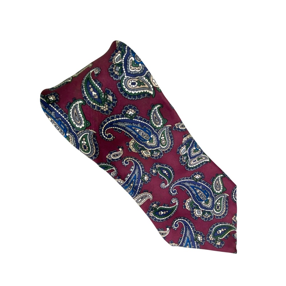 Stafford Mens Paisley Silk Necktie One Size Burgundy Blue Green Classic Formal‎